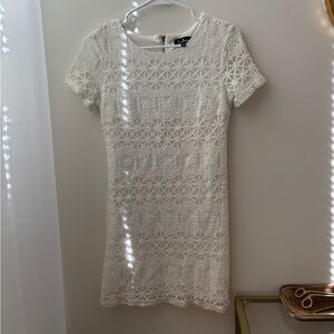 Lulu's Ivory Crochet Lace Mini Dress